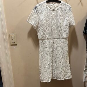 LOFT White Sheath Mini Dress with Crew Neck